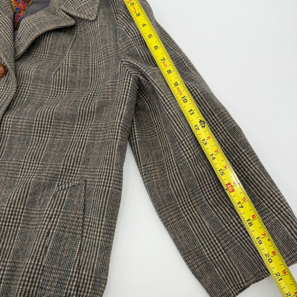 Vintage German Loden Coat Glen Plaid Wool Overcoat Dark Academia Old Money - Picture 9 of 10